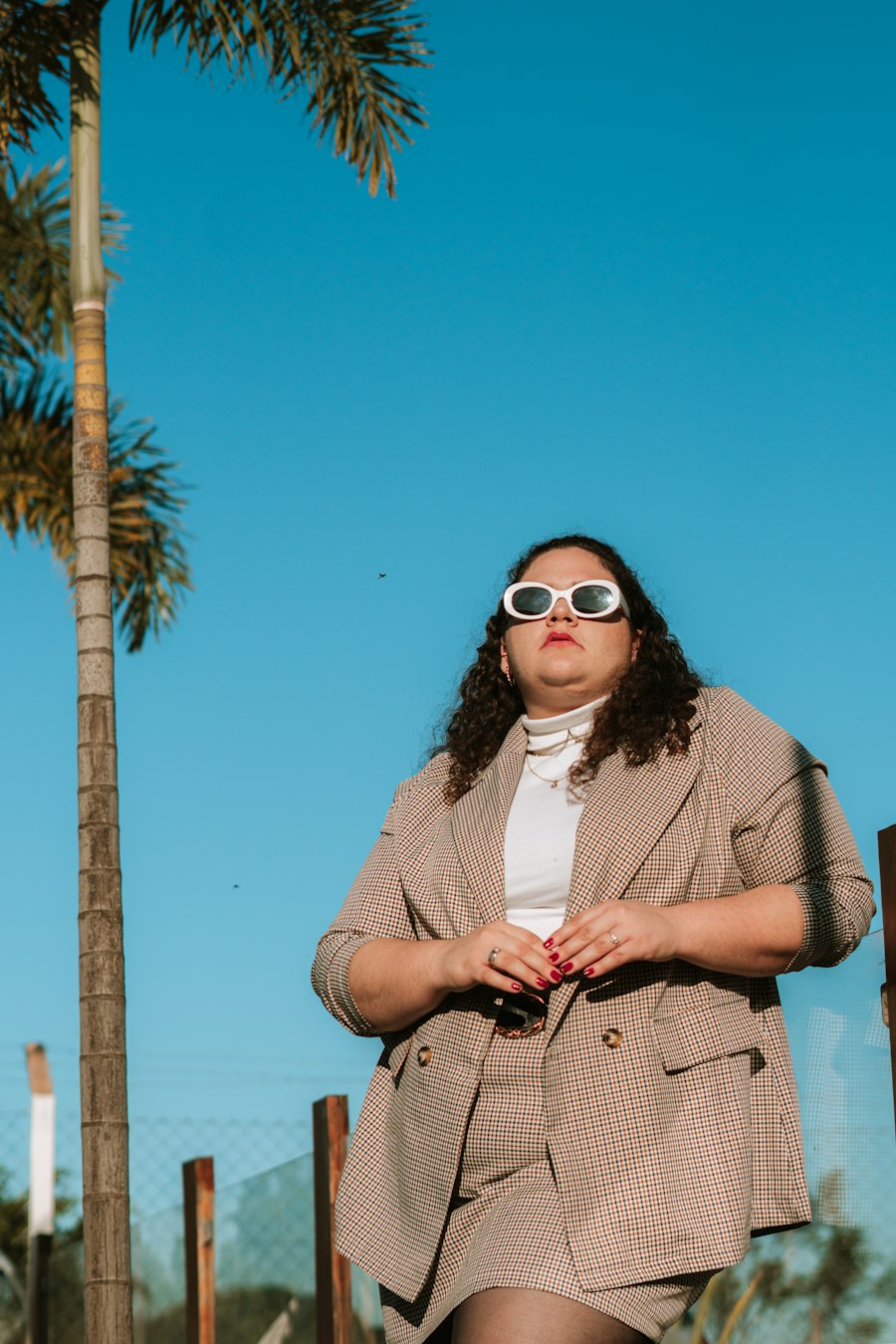 Curvy woman in a smart work outfit